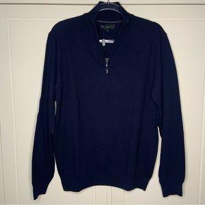 NWT Emi Maglia Navy Wool/Cashmere Blend 1/4 Zip Sweater Made in Italy | Sz Large